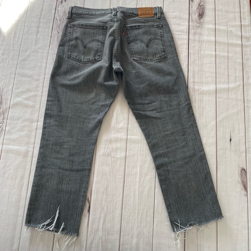 Levi’s Premium Wedgie Straight Jeans Women’s 29 Black Gray Faded Button Fly EUC - Picture 12 of 16